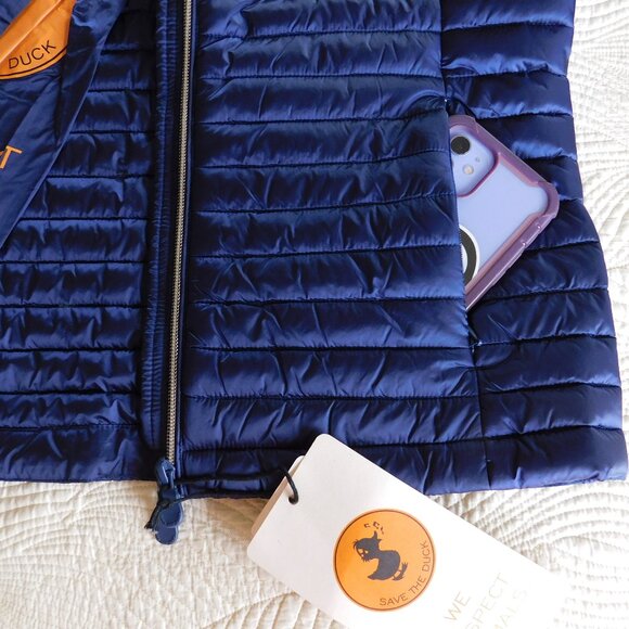 NWT Save The Duck Iris NLA Carly style navy Plumtech vegan down puffer jacket M - Picture 6 of 16